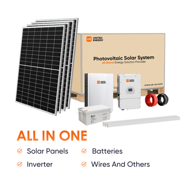 Factory Customized 5kW 6kW 8kW 10kW Off-Grid Solar Power System for Home Use with Wall-Mounted Lithium Battery UNITED ENERGY