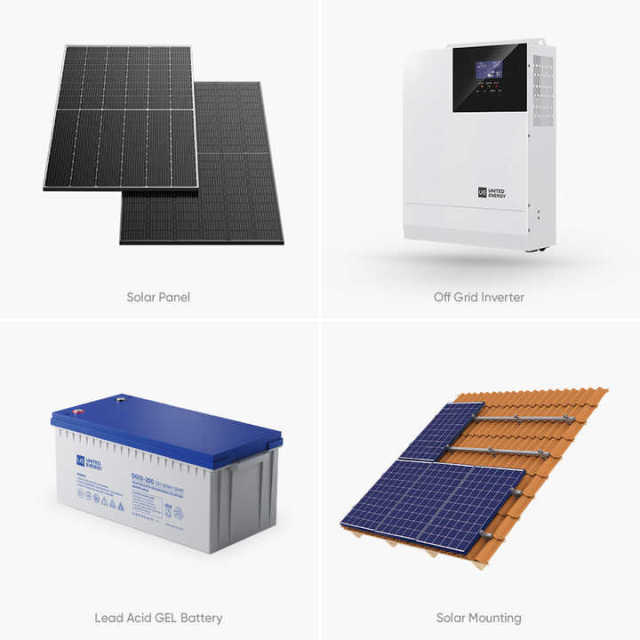 Complete Set Solar Energy System 3Kw 5Kw 10kw 20kW Off-grid Hybrid 12V 48V Home Battery Storage System UNITED ENERGY
