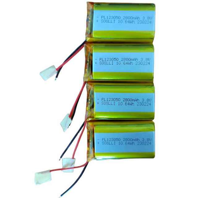 3.8V 2800mAh Lithium Polymer Pouch Battery 123050 Rechargeable LiPo Battery for Wearable Heaters SOSLLI
