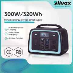 Portable Power Station 300W 3.8KG Lithium Battery Fast Charging Solar Generator for Outdoor RV Emergency Backup Blivex