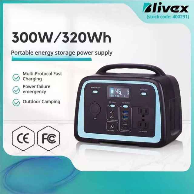 Portable Lithium Battery 300W Mobile Power Station Emergency Solar Generator for Camping Outdoor Use Blivex