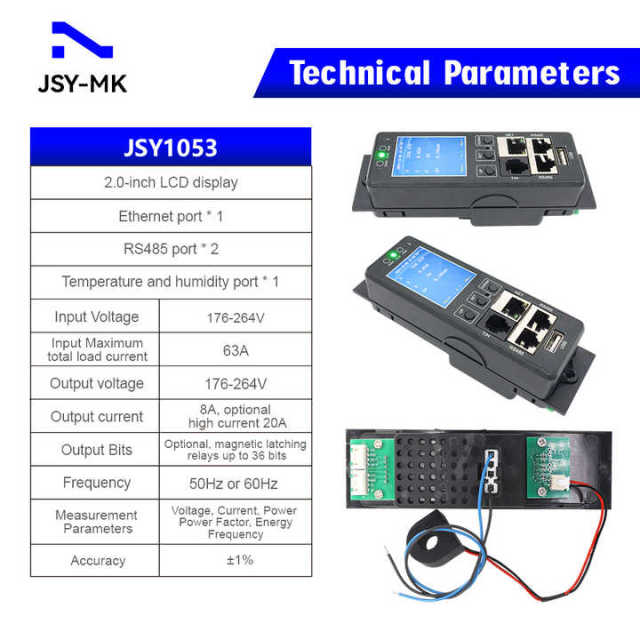Intelligent PDU Meter 176-264V 20mA-63A 36 Ports SNMP Modbus for Power Distribution JSY-MK