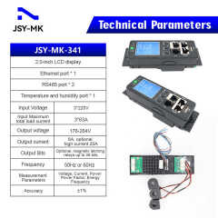 JSY-MK-341 Three-phase AC Intelligent PDU Meter 220V 63A with LCD Display SNMP Ethernet TCP IP RS485 Temperature Humidity Ports Industrial IoT Household Telecommunication Electric Power Applications