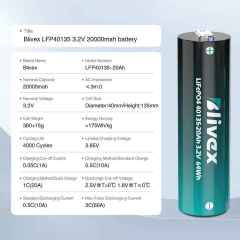 Blivex NEW Super Cylinder Cell Battery 40135 3.2V 20Ah Long-Lasting Heat-Resistant LiFePO4 Rechargeable Battery for Solar Storage, E-Bikes, and Electric Vehicles