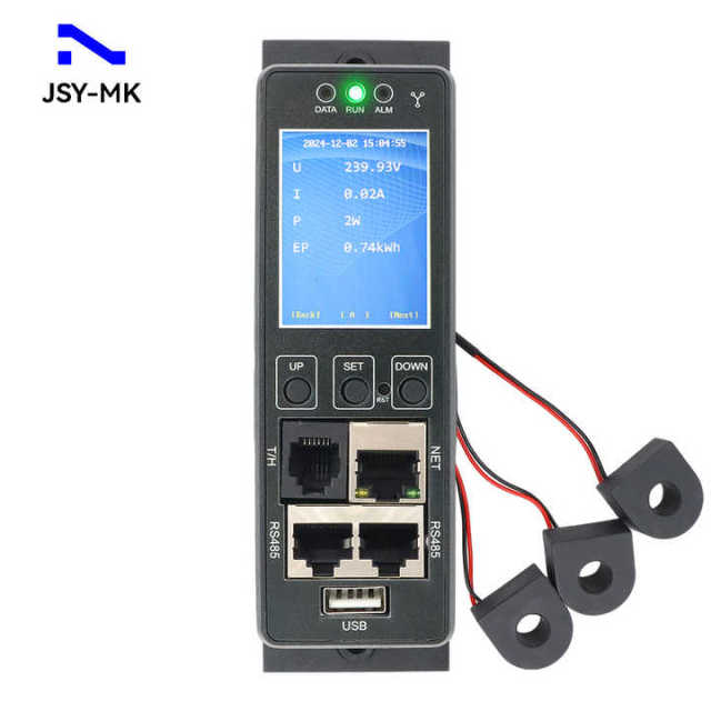 JSY-MK-341 Three-phase AC Intelligent PDU Meter 220V 63A with LCD Display SNMP Ethernet TCP IP RS485 Temperature Humidity Ports Industrial IoT Household Telecommunication Electric Power Applications
