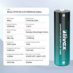 Blivex 40135 20Ah 3.2V LiFePO4 Battery High Cycle Life 4000Cycles Solar Energy Storage Electric Scooter Power System
