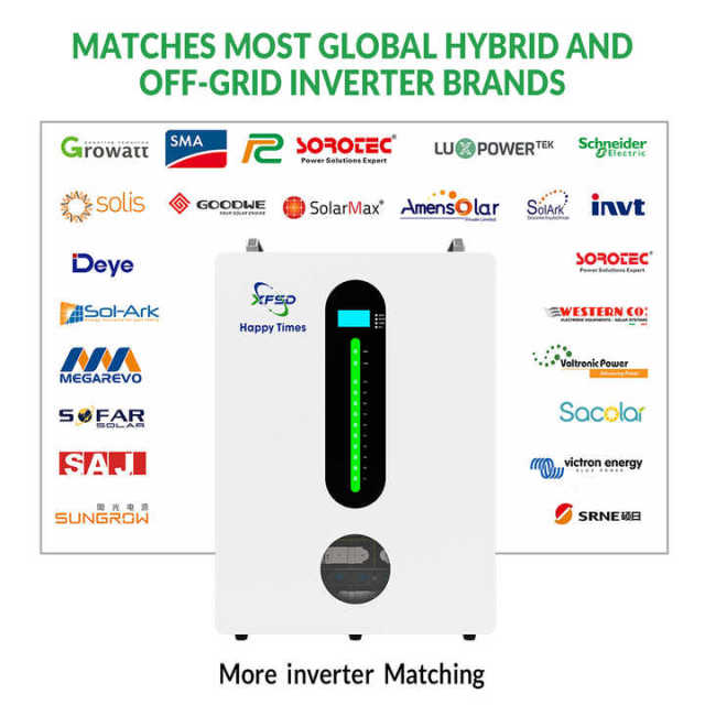 EU Stock Wall Mounted Battery 51.2V 5kWh 10kWh 100Ah 200Ah PowerWall LiFePO4 Lithium Ion Home Energy Storage System for Off Grid Hybrid Grid Applications Happy Times