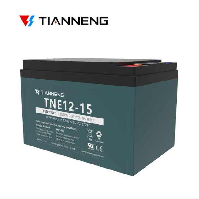 12V 15Ah Sealed Lead-acid Battery Deep Cycle AGM for Electric Bicycles Scooters Power Tools Tianneng