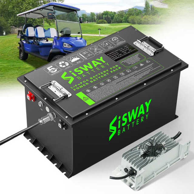 48V Golf Cart Battery Deep Cycle LiFePO4 51.2V 105Ah 5376Wh Custom Lithium Ion Golf Cart Battery Pack SISWAY