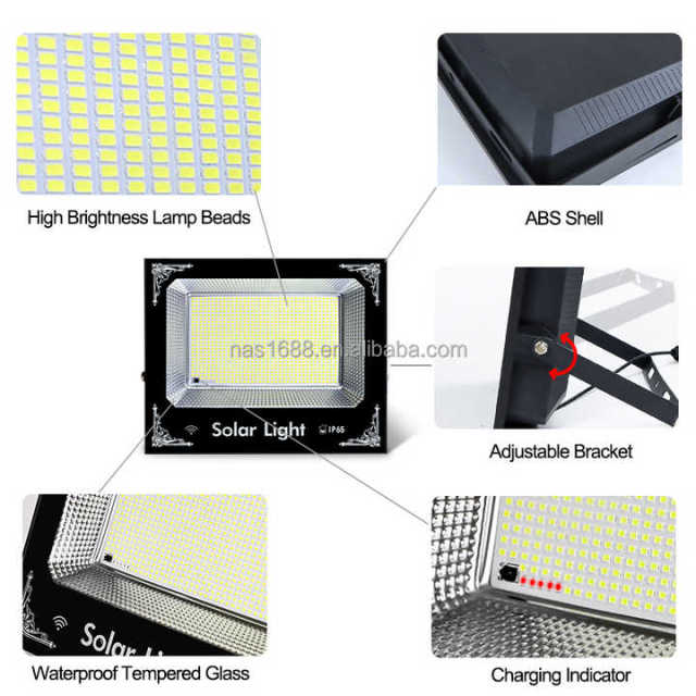 Outdoor Waterproof 300W 1000W Solar Flood Light IP68 ABS Garden Lighting 2-Year Warranty NAAISI