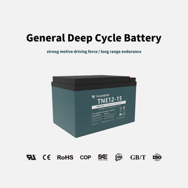 12V 15Ah Sealed Lead-acid Battery Deep Cycle AGM for Electric Bicycles Scooters Power Tools Tianneng