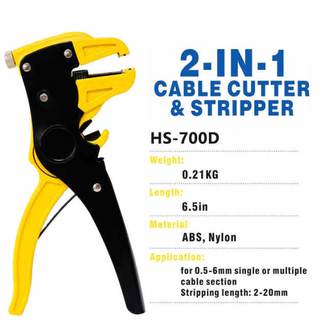Adjusting Cable Lead Crimping Hand Tool Cutter Pliers Duckbill 2 in 1 Automatic Repair Wire Stripper Chrome Vanadium Steel Soft Grip Plastic WIRE STRIPPER DIY Industrial Fangbei