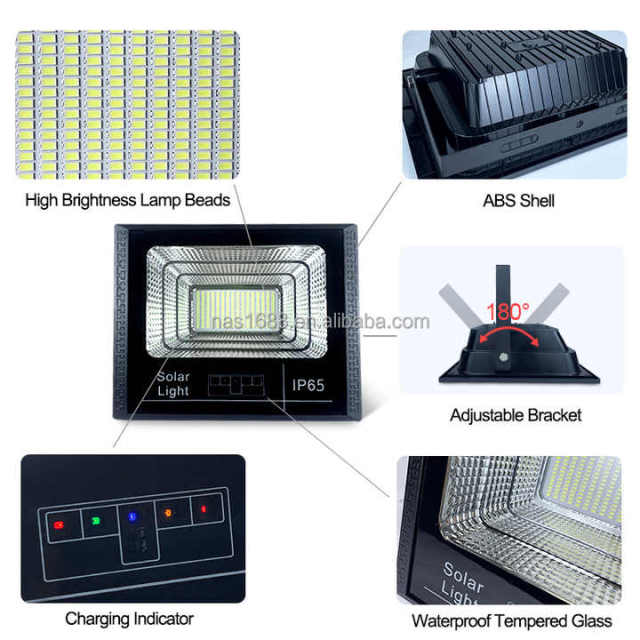 Solar Outdoor Project LED Flood Reflector Light with Remote Control Display Electricity for Road Lighting NAAISI