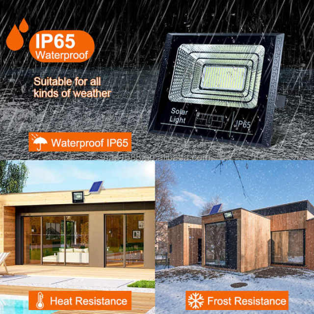 Solar Outdoor Project LED Flood Reflector Light with Remote Control Display Electricity for Road Lighting NAAISI