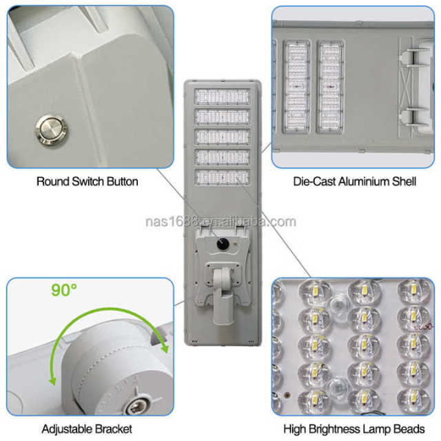 Integrated Outdoor Solar Lamp 200W-500W IP65 Waterproof Remote Control Street Lighting Solution NAAISI