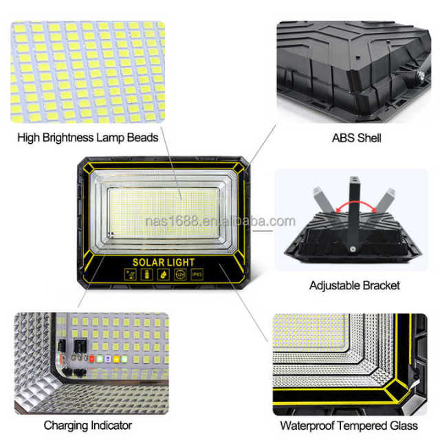 Solar Power Floodlight IP66 40W 60W 100W 200W 300W 500W 1000W LED Outdoor Lighting with Remote Control Waterproof ABS Flood Light for Road Lighting NAAISI