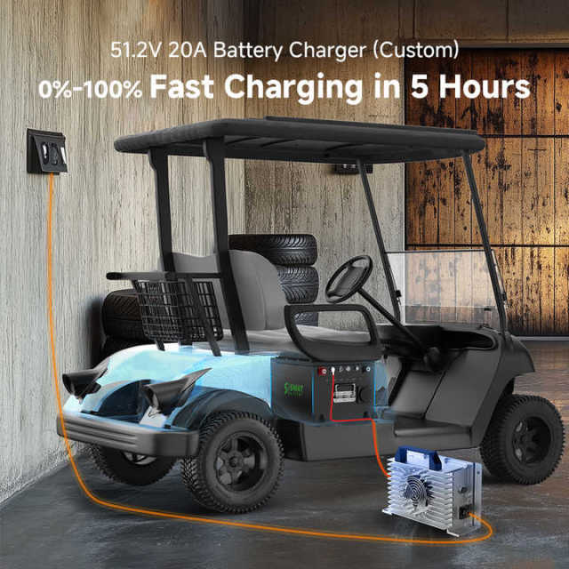 48V 105Ah Golf Cart Lithium Battery with LiFePO4 Chemistry 4000+ Cycles Life for Electric Vehicles Solar Storage SISWAY