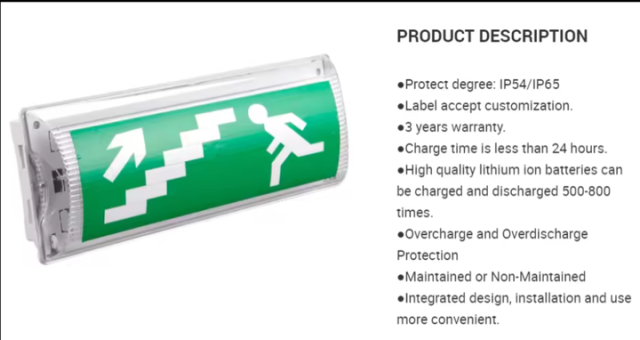 LED Emergency Light 3-Hour Backup Wall Mounted Bulkhead Light Cold White Exit Sign Surface Mounted Emergency Lighting for Outdoor Use FAT