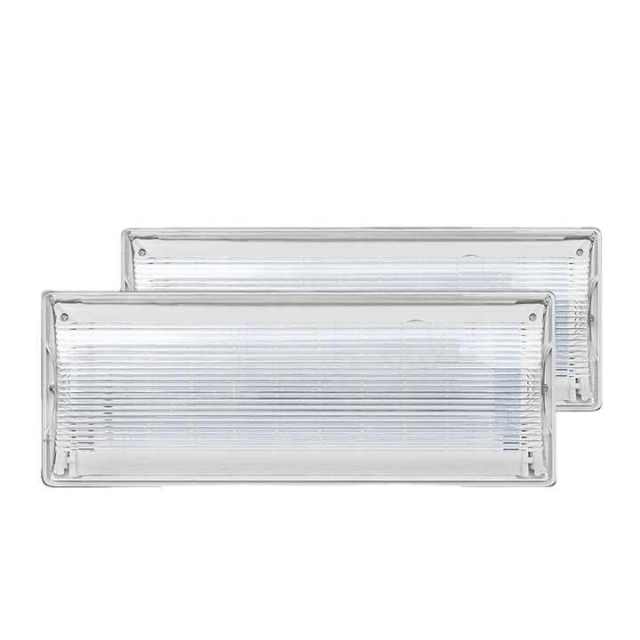 LED Emergency Light 3-Hour Backup Wall Mounted Bulkhead Light Cold White Exit Sign Surface Mounted Emergency Lighting for Outdoor Use FAT