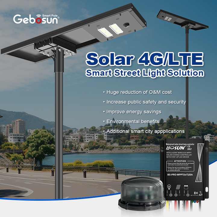 IP65 4G/LTE Solar Smart Street Light IoT Wireless Control for Solar Highway Lighting Applications Gebosun