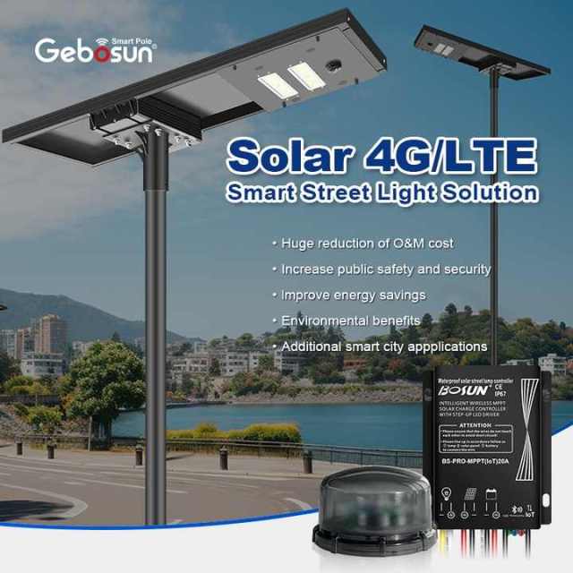 IP65 4G/LTE Solar Smart Street Light IoT Wireless Control for Solar Highway Lighting Applications Gebosun