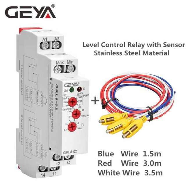 Water Pump Timer GRL8-01 Liquid Level Control System Automatic Relay for AC/DC 24V-240V Applications GEYA