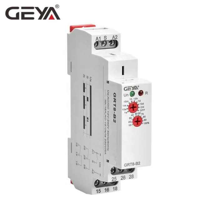 GEYA GRT8-A/B Timer On Off Delay Relay 1SPDT DIN Rail Time Relay 16A Single Function AC/DC 12V-240V for Industrial Automation and Energy Systems GEYA OEM ODM