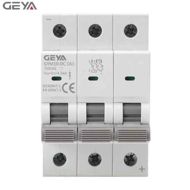 GEYA DC MCB Circuit Breaker 1P 2P 3P 4P Miniature 16A 25A 63A 4.5kA for Solar PV Systems 1000VDC