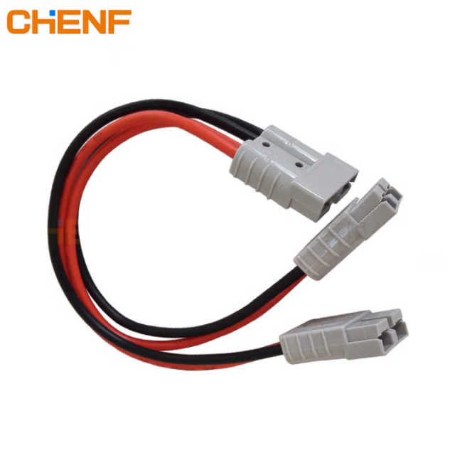 CHENF 40A 50A 120A 175A 350A 600V Male Female Connector Adapter Power Cable with Red Black Colors for Solar Power System and Charging Stations