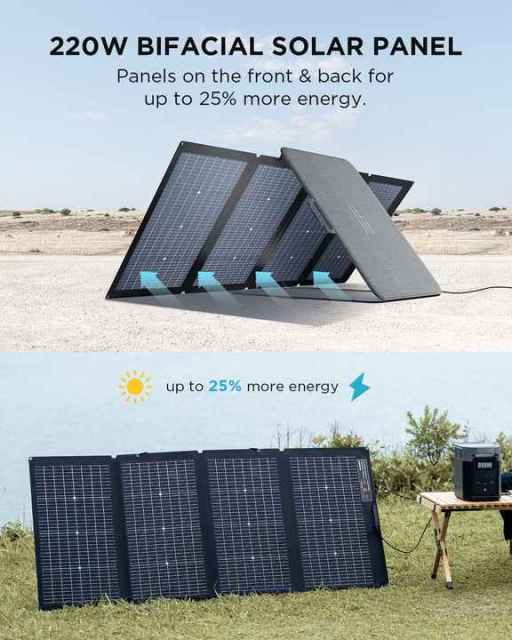 EcoFlow DELTA 2 220W Portable Solar Panel with Remote Control for Expandable Capacity Outdoor Power Solutions