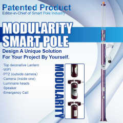 Geboshun HD Camera Solar Smart Round Pole for Road Lighting Emergency Call & Smart City Features Modular Smart Pole