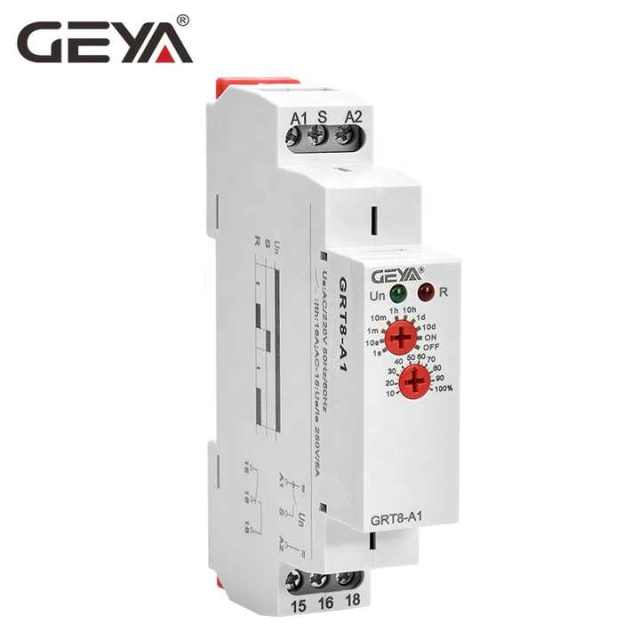GEYA GRT8-A/B Timer On Off Delay Relay 1SPDT DIN Rail Time Relay 16A Single Function AC/DC 12V-240V for Industrial Automation and Energy Systems GEYA OEM ODM