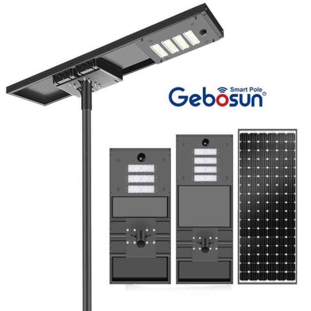 High Watt Aluminum Solar Roadway Lights Outdoor Solar Lamp IP65 Waterproof Solar Panel Street Light With Remote Control Gebosun