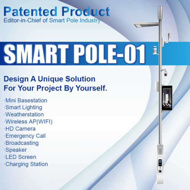 GEBOSUN IP67 Outdoor 180W IoT Smart Solar WiFi City Sensors Street Light Pole for Road Garden Lighting