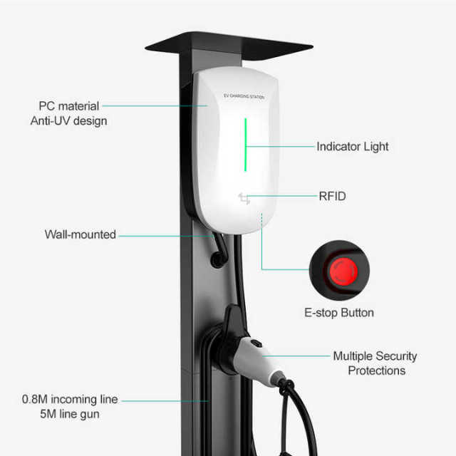 Wall-Mounted EV Charging Station 32A 7kW 11kW 22kW CCS Interface for Indoor Outdoor Use Bosun
