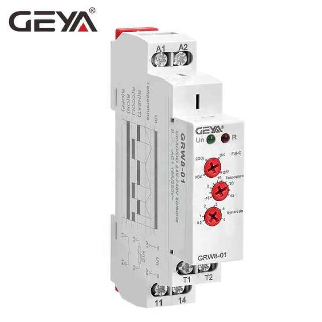 GEYA NEW GRW8-01 DIN Rail Temperature Control Relay AC/DC 24V-240V Wide Voltage Range Waterproof Sensor for Industrial Automation GEYA OEM ODM