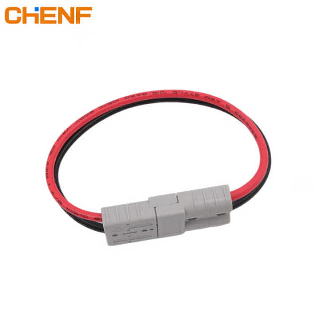 CHENF 40A 50A 120A 175A 350A 600V Male Female Connector Adapter Power Cable with Red Black Colors for Solar Power System and Charging Stations