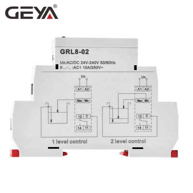 Water Pump Timer GRL8-01 Liquid Level Control System Automatic Relay for AC/DC 24V-240V Applications GEYA