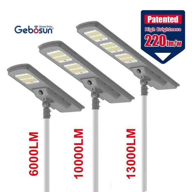 Integrated Aluminum Solar Street Light IP65 Waterproof 10000LM/13000LM Outdoor for Roadway Garden Lighting Gebosun