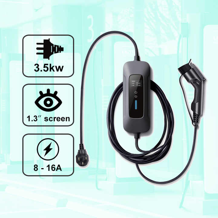 Factory Supply 3.5kW 16A Smart Type 2 On-Board Portable EV Charger with Plug for Hand Carry Use