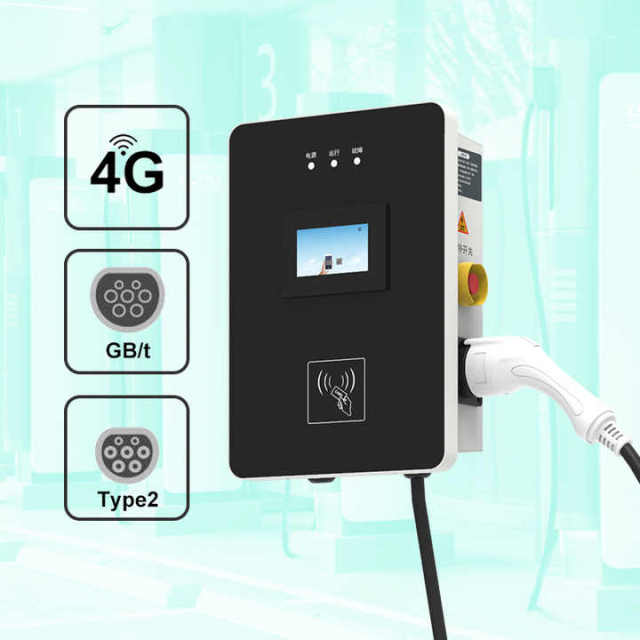 Smart Mode 3 New Energy Electric Car Level 2 Wall-mounted Box 22kW Charging Station EVSE Type2 11kW 7kW AC EV Charger Wallbox for Electric Vehicle Charging hongjiali