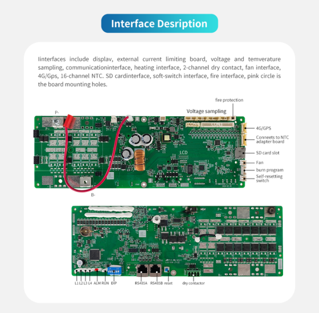 Tianpower 48V 50A 100A 200A LiFePO4 Smart BMS PCBA with UART SNMP RS485 CAN Communication for 15S 16S Base Station Applications