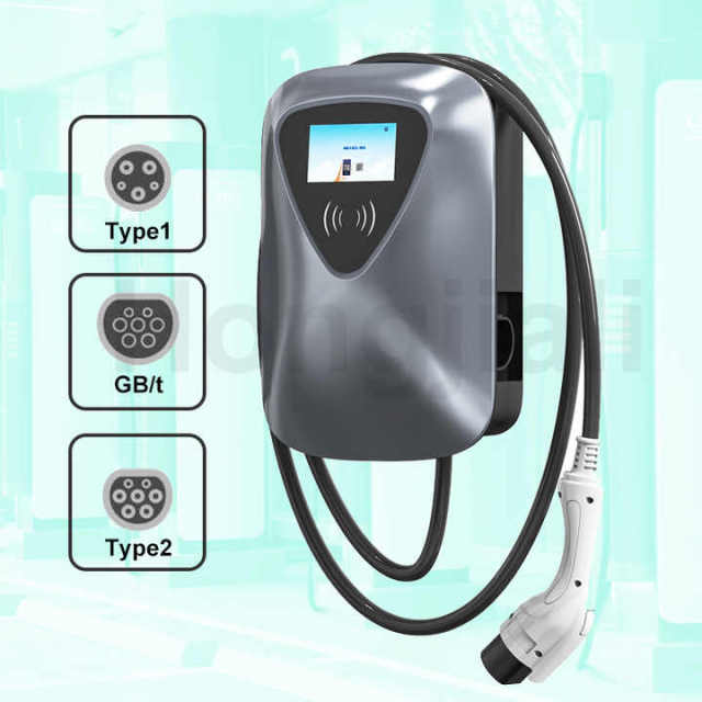 Hongjiali Plug Charge Wall Mount Type2 7kw 11kw 22kw Good Price Home Ac Ev Charger for Electric Car with Screen Display