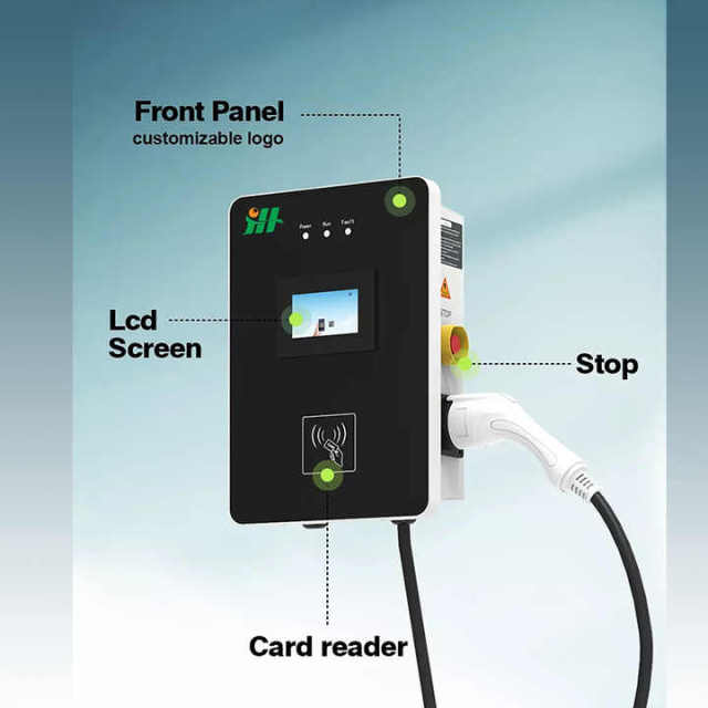 Smart Mode 3 New Energy Electric Car Level 2 Wall-mounted Box 22kW Charging Station EVSE Type2 11kW 7kW AC EV Charger Wallbox for Electric Vehicle Charging hongjiali