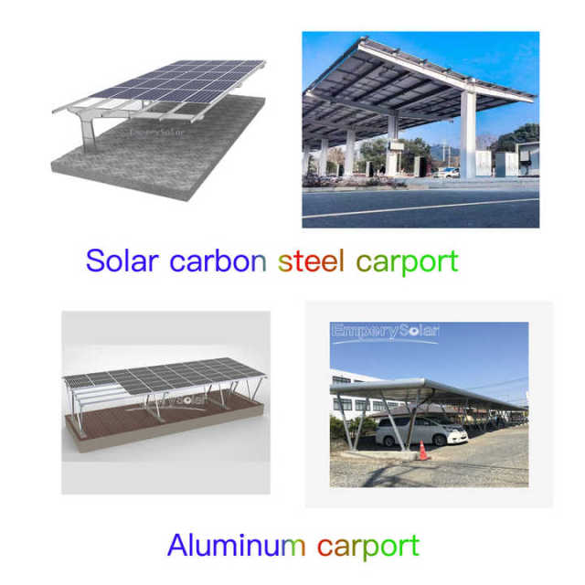 Aluminium Structure Solar Ground System Carport Pergola Parking Racking Structure Solar Aluminum Carport and Car Parking 5-45dg Tilt Angle Customized AL6005-T5 and Stainless Steel Carport Fujian China EmperySolar