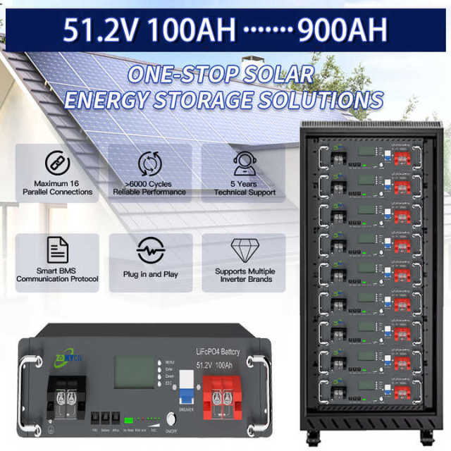 PL UA STOCK 51.2V 100Ah 600Ah 200Ah 6500+ Cycles Solar Inverter Lithium Home Energy Storage Battery 48V LiFePO4 Battery Pack High-Capacity Long Cycle Life Off-Grid Hybrid Grid Solar Energy Storage Systems for Home Appliances ZHONGDA