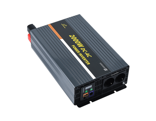 2000W Pure Sine Wave Inverter 12V/24V 100-240VAC 4000W Surge Power with USB Port for Inductive Load & Sensitive Devices