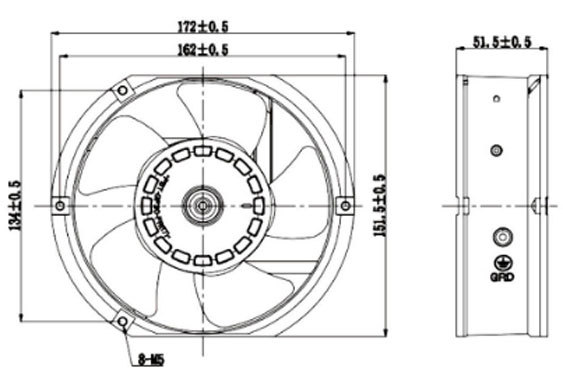 EC 1751 Cooling Fan Die-cast Aluminum Housing High Efficiency Airflow for Battery Cooling Systems