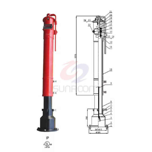 Water Shutoff Post Manual Fire-Fighting System Wall Firefighting Equipment Accessory Easy Installation Ductile Iron Body OEM Customizable Sunroom/Shuanglong