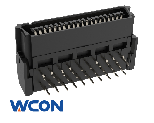 1.27mm Pitch SCSI Connector Male Horizontal Through Hole D Type Lock Optional Gold or Tin Plated Nickel Black for Industrial Applications